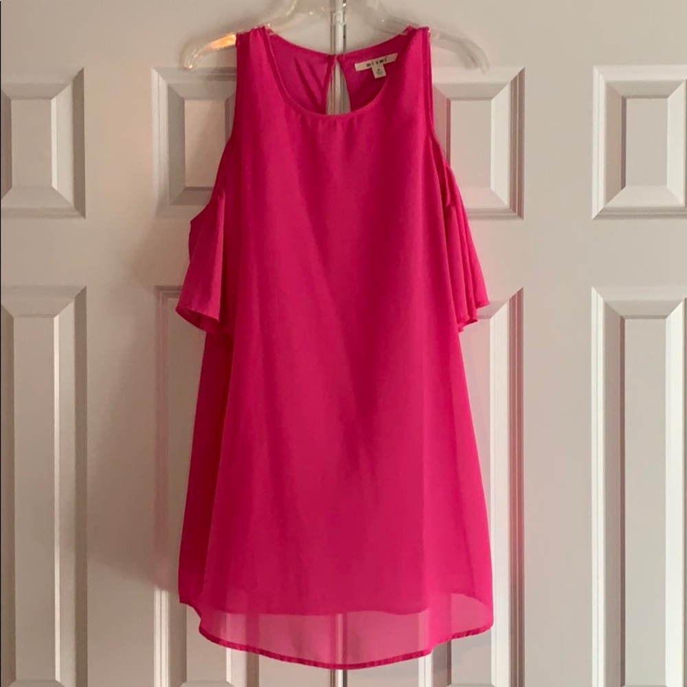 Cold shoulder pink dress